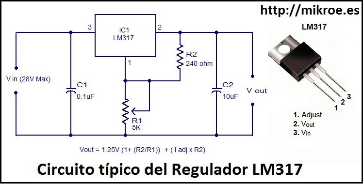 circuito tipico del regulador lm317