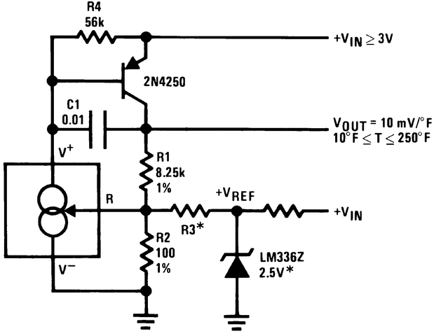 esquema basico del LM334 - Cortesía de TI